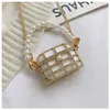 Sacs à bandoulière Super Mini perles sacs à main pour femmes bordés de diamants en alliage métallique écouteurs évider sacs à main de luxe de créateur