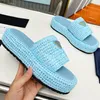 Designer Slippers Sandalen Heren Dames Gouden Gesp Zwart Bruin Roze Slides Gehaakte Slider Dames Casual Sandaal Platform Wiggen Stro Flatform Zomer Slippers 35-42