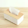 Caja de pañuelos japonesa con cubierta de madera, caja de papel higiénico, soporte para servilletas de madera maciza, dispensador de papel tisú para el hogar y el coche, Simple y elegante