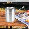 Tasses Tasse en acier inoxydable 1L multifonctionnelle durable réutilisable avec poignée pliable tasse de camping pour fête voyage randonnée cuisine barbecue