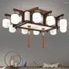 Ceiling Lights Modern Ancient Style Creativity Chinese Light Solid Wood Atmosphere Golden Sandalwood Round Room