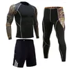 Roupa interior térmica masculina conjunto longo inverno ginásio jogging homem compressão masculino fitness correndo terno roupas