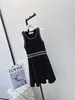 Womens dress european fashion brand black elastic waist sleeveless tank top minid dress