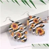 Cuelga la lámpara Bohemia Declaración PU Pendientes de cuero Joyería Vintage Étnico Girasol Impresión Forma de hoja para entrega de gota Dhsol