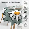 Table Cloth Retro Daisy Tablecloth Flowers Round For Events Christmas Party Cover Graphic Decoration