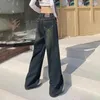 Kvinnors jeans Y2K Vintage Wash Trendy High Street Bootcut American Straight Loose Casual Pants