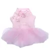 Vêtements pour chiens Chat Princesse Robe Dentelle Boutons tricotés à la main Pet Chiot Sangle Jupe Printemps / Vêtements d'été