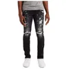 Peinture pour hommes Skinny Ripped Stretch Fi Casual Pencil Jeans h3eo #