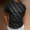 Prosty męski T-shirt geometryczny wzór 3D Męs