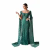 Sevintage Sparkly Green Beading Sequined Mermaid Prom Dres LG ärmar Saudiarabiska kvällsklänningar Formella parti Dr 62oy#