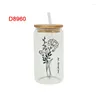 Window Stickers Beautiful Flower UV DTF Wrap Transfer Sticker For 16Oz Glass Cup Print Waterproof Diy Easy To Use D8957