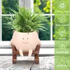 Garden Decorations Smiling Plant Pot Resin Succulent Planter With Drainage Hole Cute Pots Creative Sit Rocking Chair For