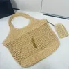 Vävda shoppingväskor gaby handväskor handväska modebrev klaff plånbok designer helg axelväska ihåliga ut kvinnor raffia tote