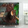 Shower Curtains Coffee Beans Printing Curtain For Bathroom Polyester Waterproof With Hooks Home Decor