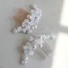 Pinces à cheveux en porcelaine Rose fleur peigne épingle pince or argent couleur pièce de tête pour mariée perle épingle à cheveux accessoires de mariage bijoux de mariée