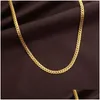 Łańcuchy boczny 5 mm Sier Naszyjnik moda luksusowy klejnot 18 -karatowy żółty złoty kubańczyk dla kobiet i mężczyzn 20 cali Drop dostawa Naszyjnik Dhzay