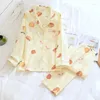 Home Clothing Fruit Print Cotton 2pcs Pajamas Suit Women Cute Turn Down Collar Sleep Set Full Sleeve Cardigan&pant Homewear Loose Nightwear