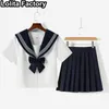 Japońskie kobiety JK mundury granatowe/ czarne mundury szkolne z rękawami/ lg dla dziewcząt college marynarz plisowana spódnica jk sets mundur k0wr#