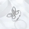 Pierścienie klastra Butterfly Solid Silver 925 Modna Biżuteria Autentyczna mossanitowa pierścionek z diamentem dla kobiet