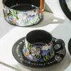 Fincan tabakları içecek seramik kahve kupa iris çiçek yaratıcı tatlı fincan tabak seramik tabak
