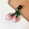 Nieuwe schattige 3D perzik hart kersen auto sleutelhanger rood roze liefde retro tas hanger sleutelhanger 240329