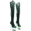 Scarpe da ballo LAIJIANJINXIA Moda PU Tomaia 20CM/8 pollici Pole Dancing Piattaforma Tacco Alto Donna Stivali Sopra il Ginocchio Moderni 746