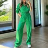 Home Clothing Satin Silk Pajamas For Women Leopard Print Long Sleeve Wide Leg Trousers Two-piece Set Loungwear Women's Sets Tracksuit