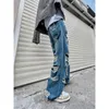 foufurieux New Vintage Streetwear Harajuku Ripped Baggy Gothic Pant Woman Hip Hop Punk Spring Summer Jeans Men Denim Trousers 89GO#