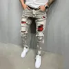 Mäns rippade jeans FI Street Style Skinny Jeans Trouser Male Vintage Hole rivna jeans Hip Hop Slim Fit Pencil Denim Pants Z57R#