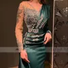 dark Geen Women's Satin Evening Dres With Pleated Lace Applique Arab Princ Dance Gowns Formal Fi Celebrity Party Robe C2wH#