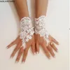 guantes Fingerl Gloves Novias Women's Lace Gloves Wedding Accories Transparent Vintage Bride White Accory Mittens 24wd#