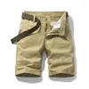 Men's Shorts 2024 Workwear Summer Waist Belt Cotton Middle Pants Outdoor Loose Straight Casual All-Match