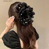 Grampos de cabelo arco pérola cabelo garra hairpin mulheres temperamento rabo de cavalo hairpin caranguejos grampo de cabelo para meninas preto moda acessórios de cabelo y240329