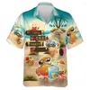 Mäns avslappnade skjortor sommar Hawaiian Fruit Pineapple Party 3D Print Beach Shirt Aloha bläckfisk för män hiphop djur y2k blusar toppar
