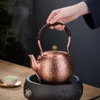 Kırmızı bakır çaydanlık Çin çay töreni el yapımı çaydanlık saf çay kung fu çay seti retro iyi sağlık çay su ısıtıcısı çayware 240315