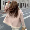 pink Sherpa Cmere Jacket Ladies Short Winter Fur Solid Color Loose Stitching Lg Sleeve Small Korean Style Thickening New P9l2#