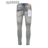 Herren-Designerhosen, Purple Brand Jeans, Hellgrau, Kniebesatz, gesprenkelte Tinte, Herren-Shop