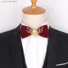 Bow Ties Metal Decoration Claret Bow Tie för bröllop Mens Bowties Neck Bär vuxen Bowtie för män Kvinnor Bow Ties For Party Butterfly Y240329