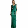 LG Robe de Soiree Sheath Green Mother of the Bride Dres för bröllop med ärmar Robes Invitee Mariage X523#