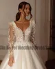 Bellissimo abito da sposa Dres Abito in pizzo Appliques Manica Lg Scollo a V Fluffy Mop Bridal A Line Tasche Backl Elegante Nuovo 2023 y3gS #