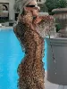 Sexy Lace Up Leopard Print Ruffle Split Dr Donna Primavera Chic scollo a V manica Lg Abiti 2024 New Lady elegante partito Dres 23uF #