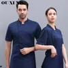 western Restaurant Men's Solid Color Kitchen Jacket Summer Hotel Female Cook Uniform 360°Breathable Black and White Chef Outfit 2323#