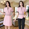 Koreansk stil skönhetssal kvinnlig vår och höstarbete blus+byxor set sjukhus frt skrivbord personal arbetskläder spa skönhet uniform m4cs#