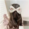 Hair Clips Barrettes Lace Embroidery Big Bow Hairpin Web Celebrity Back K Comb Headdress Clip The Fairy Wind Accessories Drop Delivery Otcmn