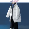 Женские пуховые куртки NELLARGEL, длинные зимние куртки с буквенным принтом, пальто 2024, женские повседневные толстые свободные пальто с пузырьками для девочек, корейская уличная одежда, черные парки