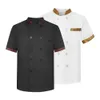 summer Chef Uniform Double-breasted Short Sleeve Unisex Chef Coat Stand Collar Breathable Stain-resistant Canteen Waiter Top 60cq#