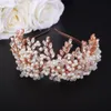 Sier Luxury Rhineste Bridal Crown Trendy Pearl Crystal Diamds Wedding Headband Hair Accessies Gold Handmade kopstuk 74xv#