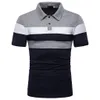 Men Polo Shirt Short Sleeve Chest Three Stripe Color Stitching Top Comfortable Beach Lapel Mens 240328
