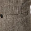 Мужские жилеты Ретро жилет с узором «елочка» Модный двубортный твидовый костюм с v-образным вырезом с настоящим карманом Британский повседневный винтажный джентльменский костюм для отдыха