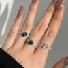 Bagues de cluster Wong Rain 925 Sterling Silver 6 9mm Poire Cut Lab Sapphire Gemstone Bague ouverte pour les femmes de mariage Fine Bijoux en gros